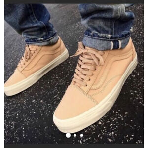Unisex Vans Old Skool Blush Tan Leather Sneakers Size 7 Streetwear Skater Nude